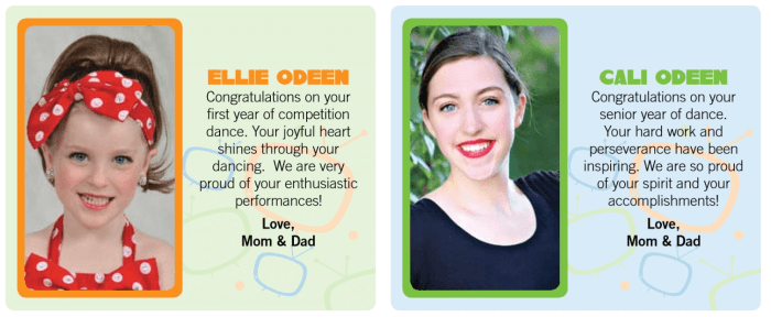 Dance recital shout outs examples