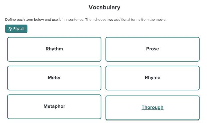 Choose an additional term from the movie to define